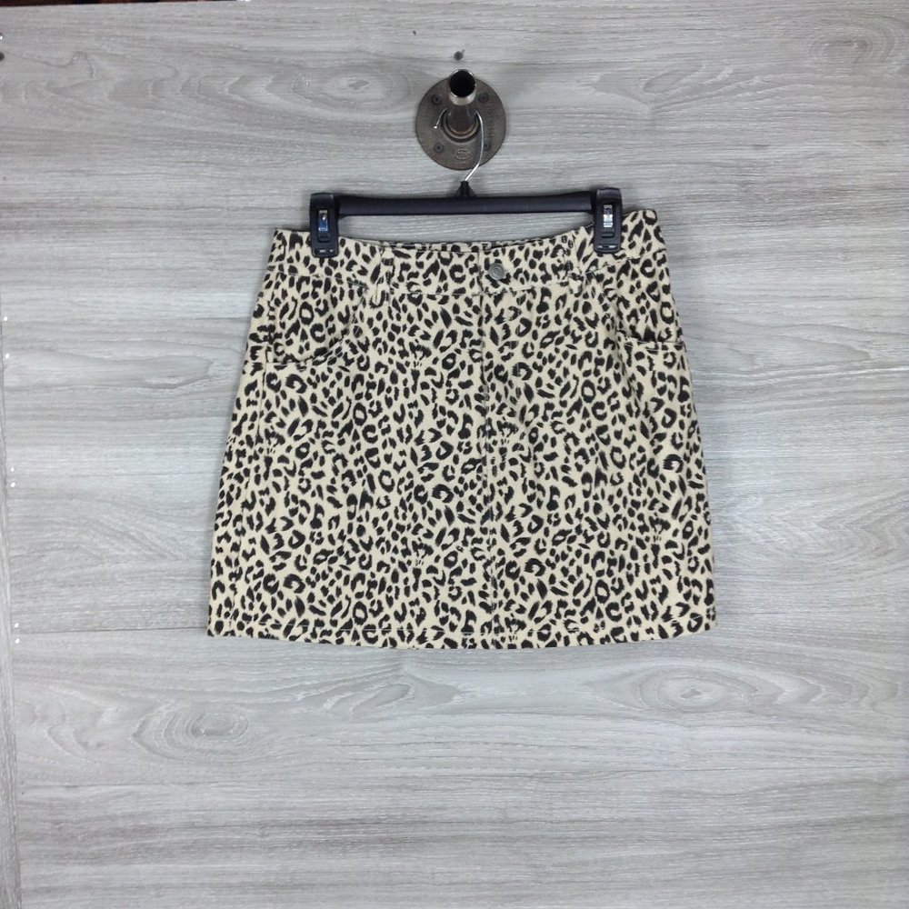 Know One Cares Leopard Print Denim Mini Skirt - Picture 2 of 5